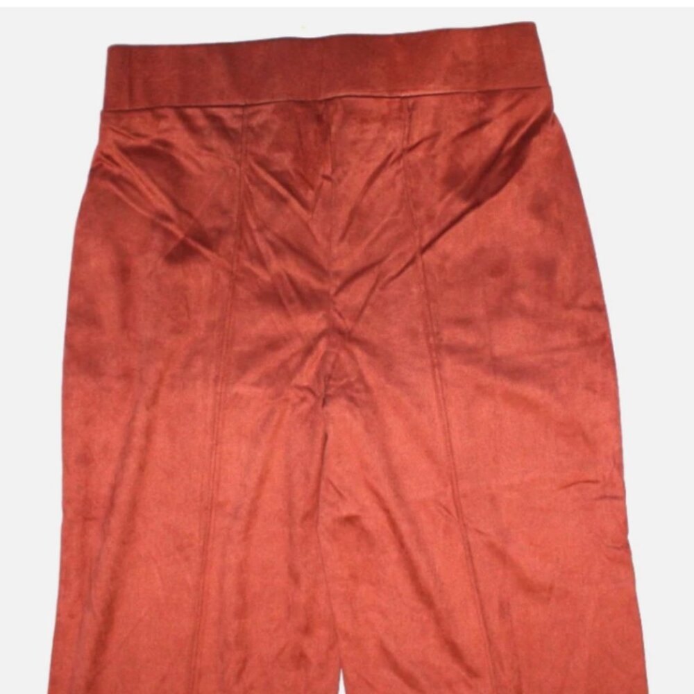 Cupio Blush Rust Brown Faux Suede Pants NWT XS Straight Leg Raised Center Seams